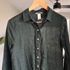 Linen Emerald Green Blouse